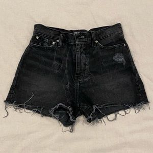 BDG Girlfriend High-Rise Black Ripped Jean Shorts
